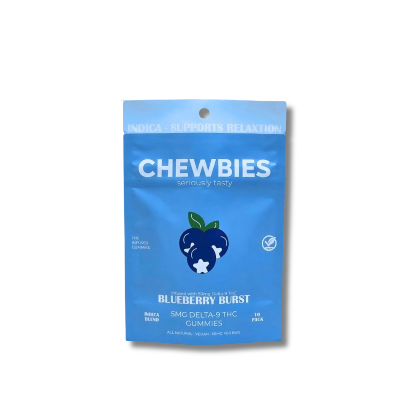 CHEWBIES 5MG INDICA GUMMIES- BLUEBERRY BURST