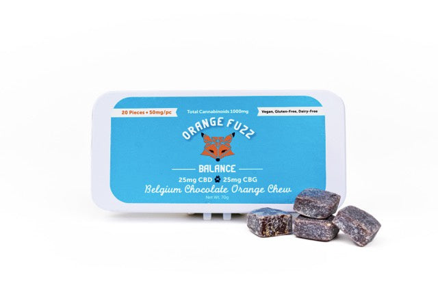 ORANGE FUZZ BELGIUM CHOCOLATE ORANGE CHEW- 25MG CBD /25MG CBG- 20CT