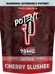 POTENT P- CHERRY SLUSHEE- 3 PACK SATIVA 25MG THC 5MG THCP