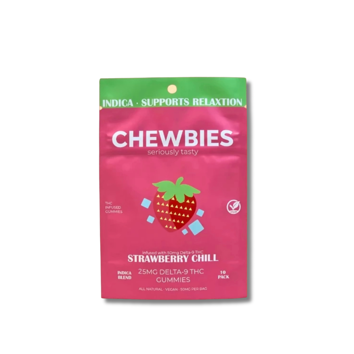 CHEWBIES 5MG INDICA GUMMIES- STRAWBERRY CHILLS