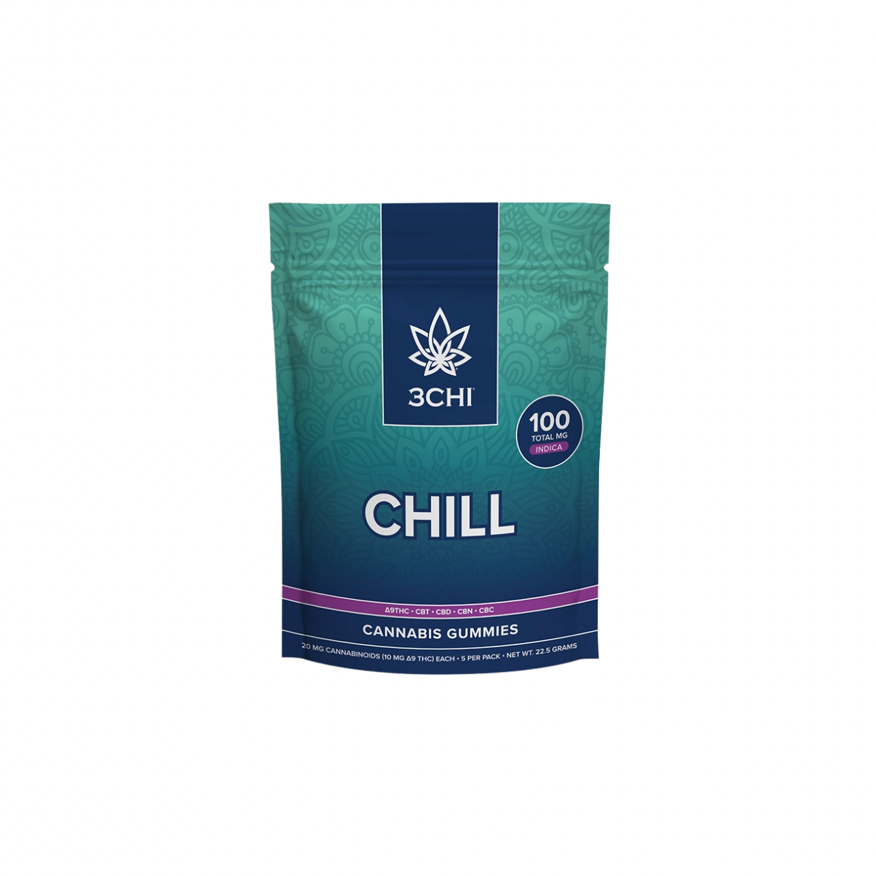 CHILL VIBES  INDICA GUMMIES 5 PACK- 10MG THC/ CBT CBD CBN CBC