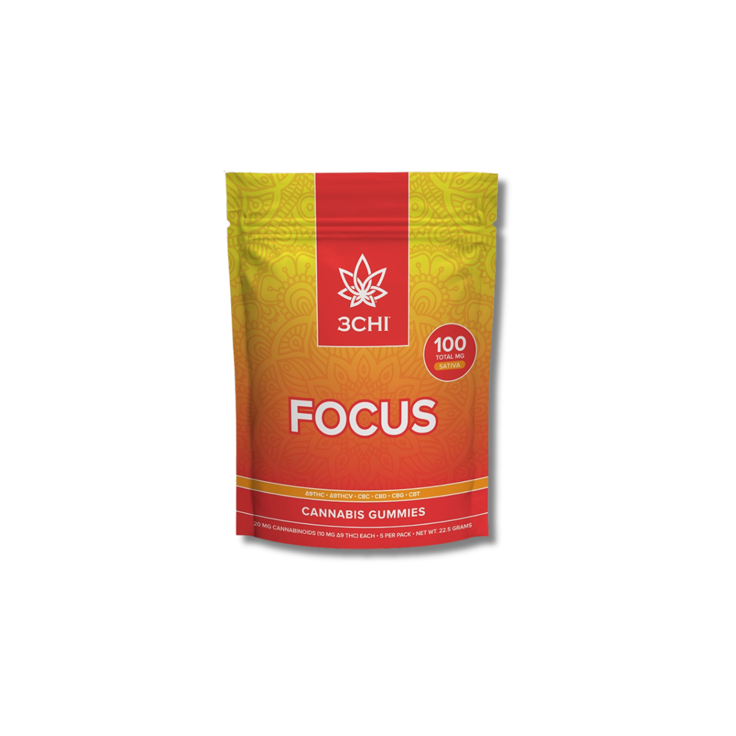 FOCUS VIBES SATIVA HYBRID 5 CT GUMMIES- 10 MG THC/ THCV CBG CBD CBG CBT