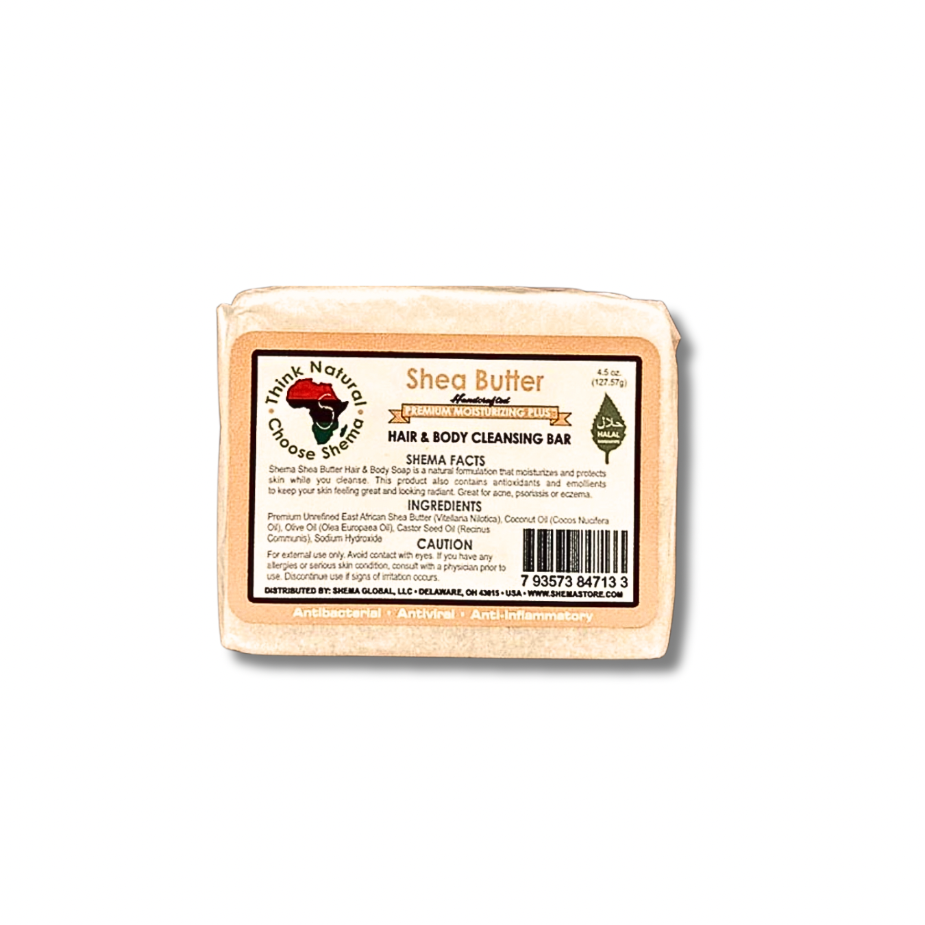 SHEMA SHEA BUTTER HAIR AND BODY CLEANSING BAR 4.5 OZ