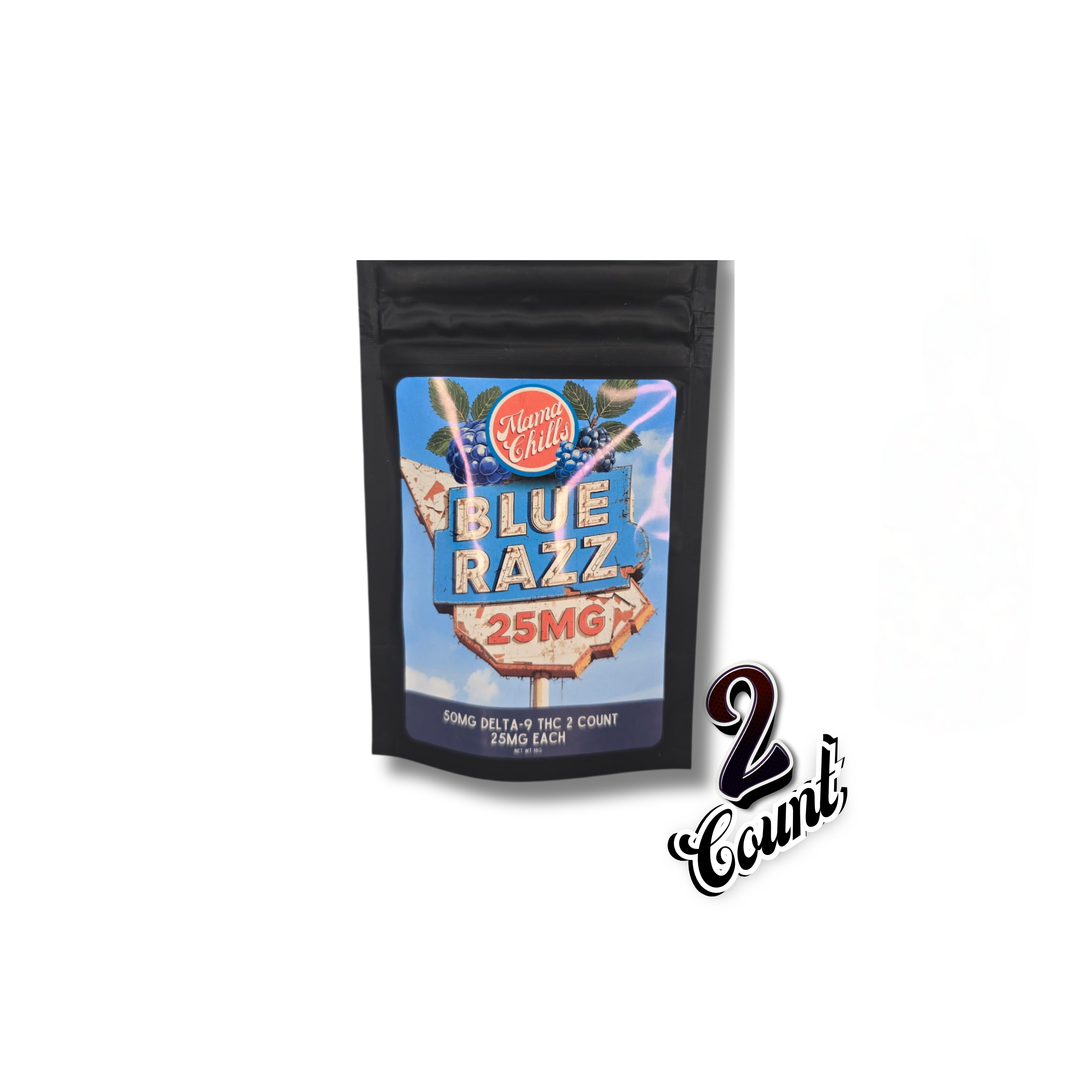 MAMA CHILLS 25MG BLUE RAZZ GUMMIES- 2 COUNT
