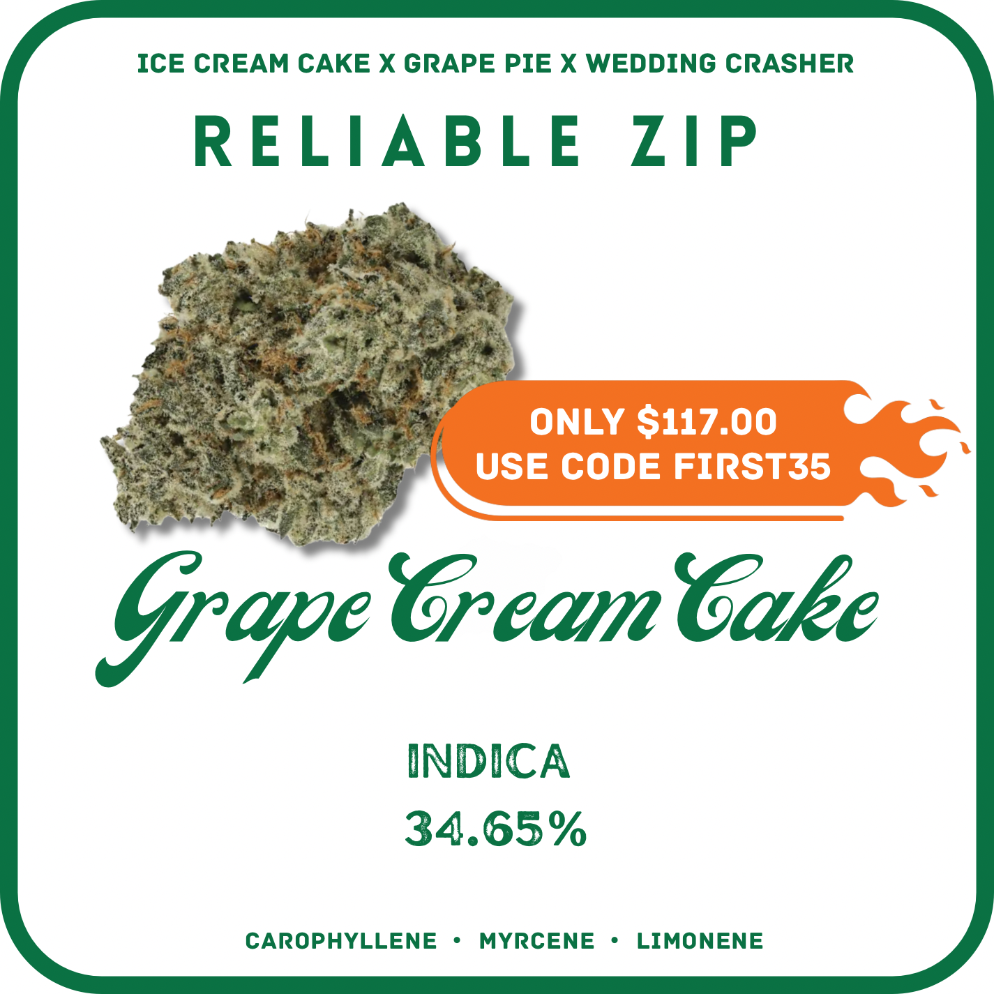 Grape Cream Cake Flower- Indica 34.65%- 1 OUNCE/ 28G/ 1 OZ