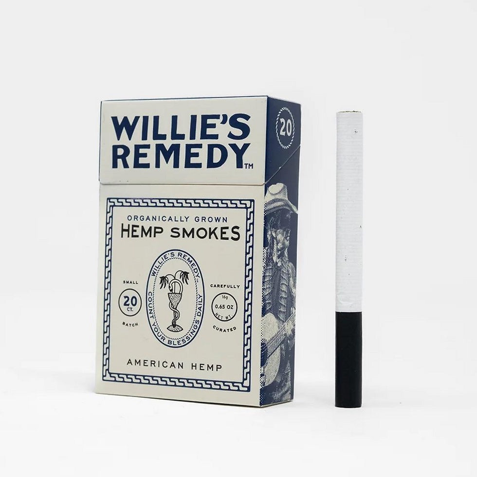 WILLIE’S REMEDY HEMP SMOKES- 20 CLASS A HEMP CIGARETTES- NICOTINE FREE