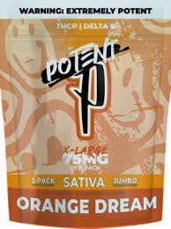 POTENT P- ORANGE DREAM- SATIVA 3 PACK 25MG THC 5MG THCP