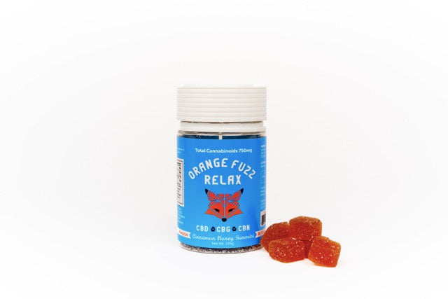 ORANGE FUZZ RELAX GUMMY- 25 MG CBD/CBG/CBN- CINNAMON HONEY GUMMIES- 30CT