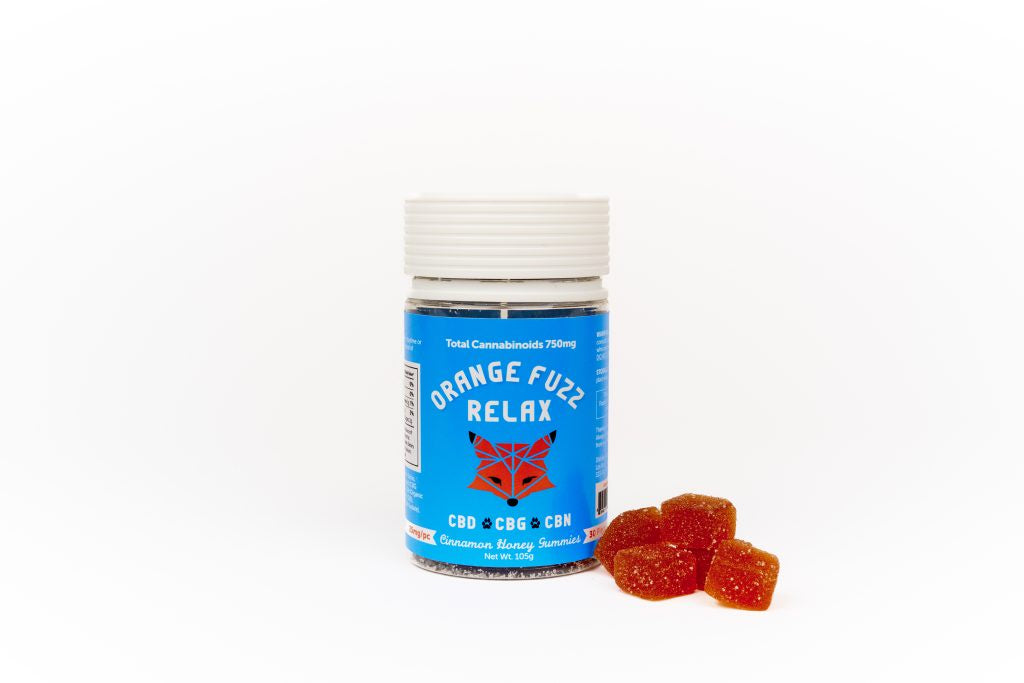 ORANGE FUZZ RELAX GUMMIES- 25 MG CBD/CBG/CBN- ORANGE PASSION FRUIT- 30CT