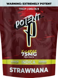 POTENT P- STRAWNANA- 3 PACK INDICA- 25MG THC 5 MG THCP EACH