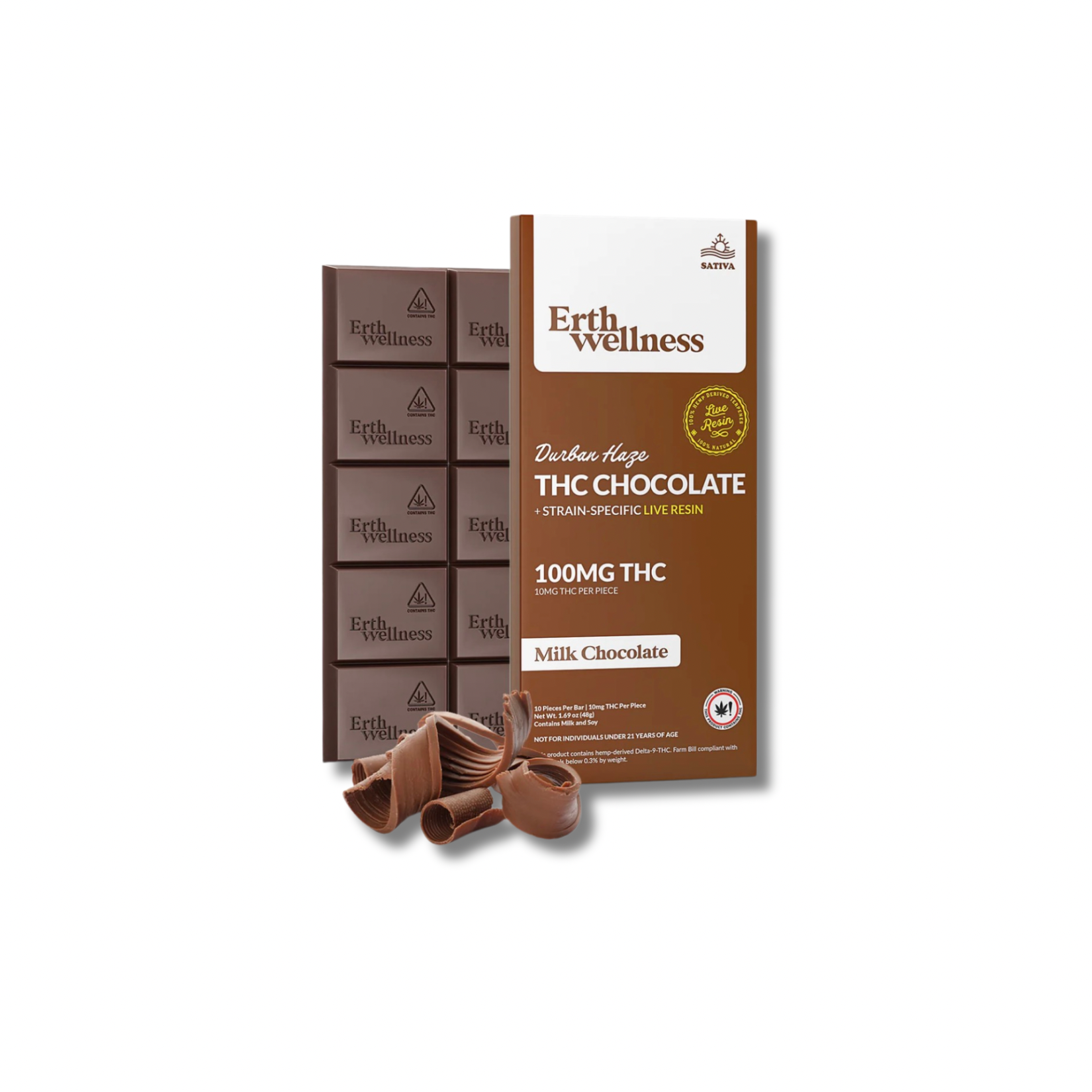 LIVE RESIN MILK CHOCOLATE BAR 100MG- DURBAN HAZE SATIVA